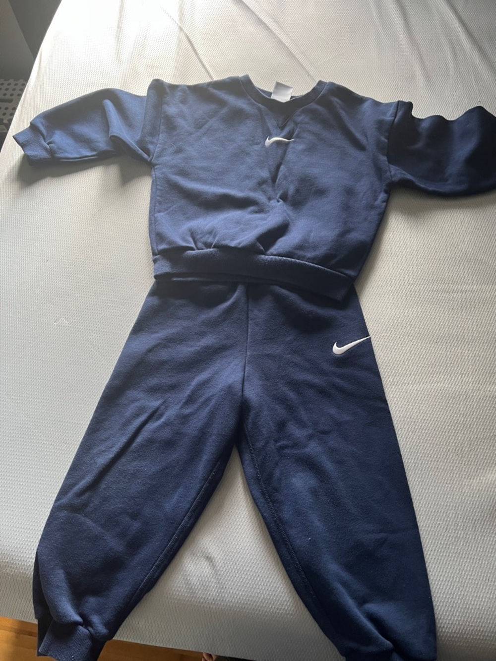 Nike Navy Blue Crewneck Sweatshirt & Jogger Set with White Swoosh